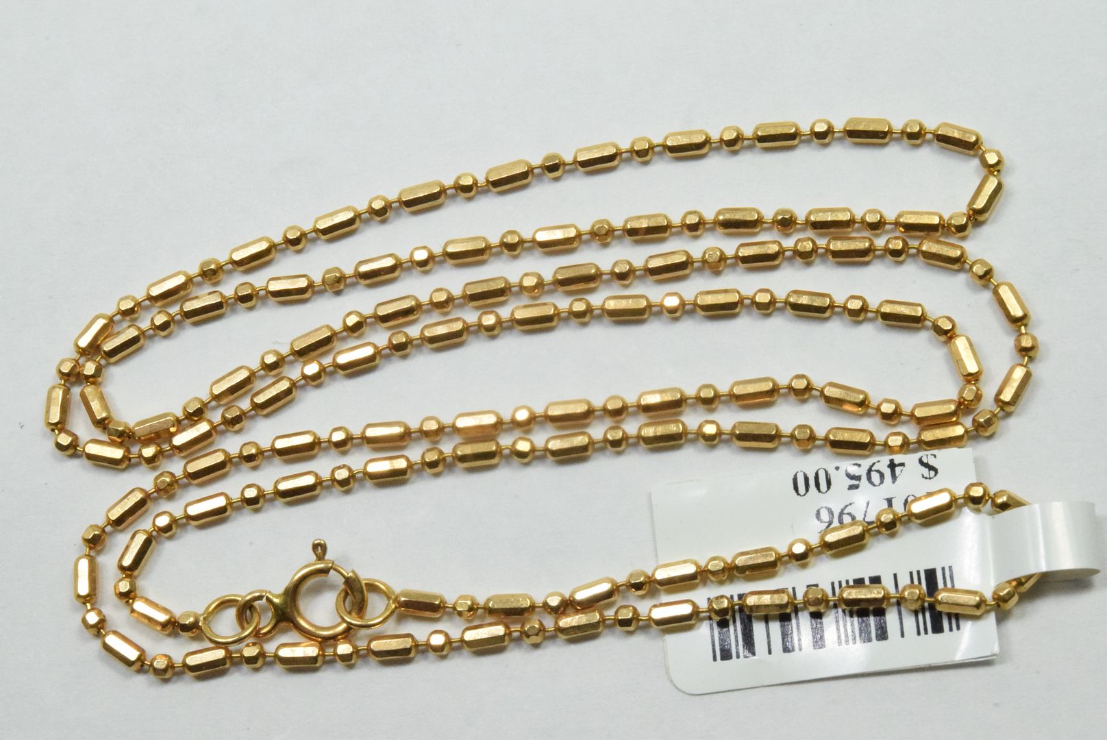 Sausage Link Chain in Real 18k Yellow Gold 20 in Long 1.0 mm Wide